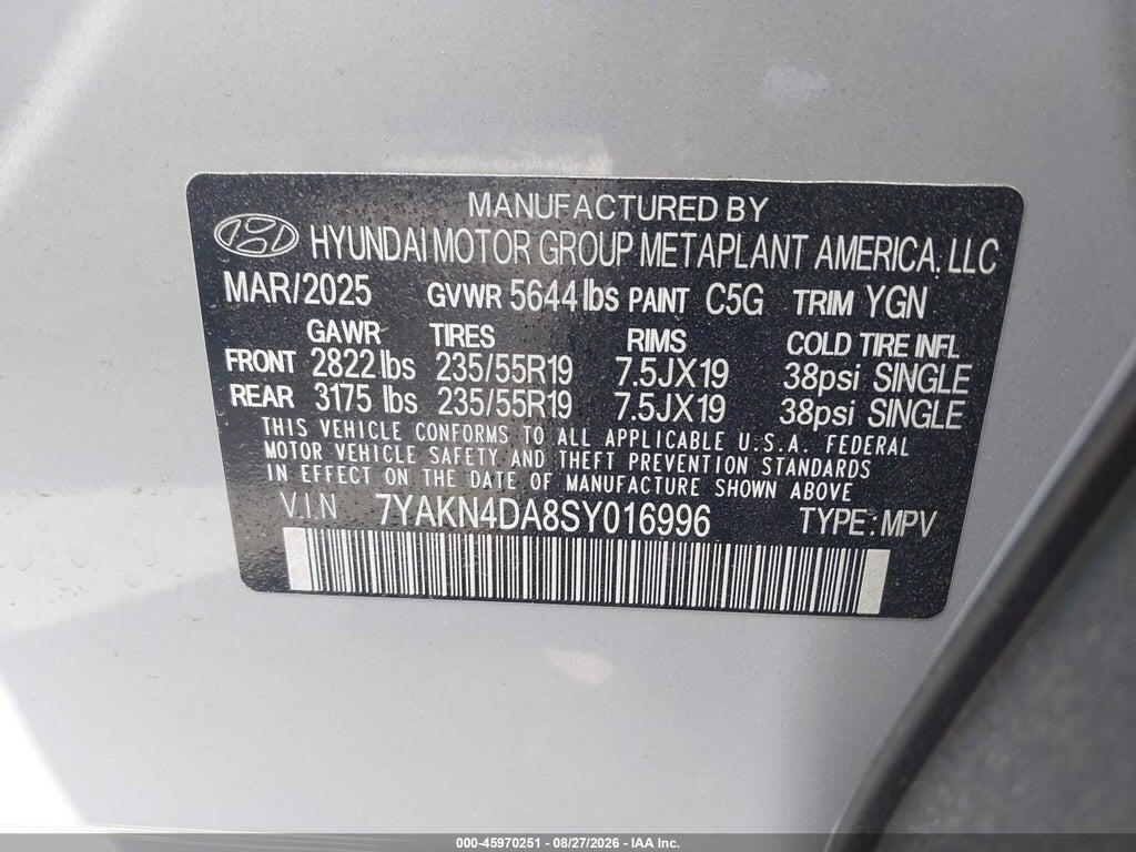7YAKN4DA8SY016996 2025 HYUNDAI IONIQ 5 photo no. 9