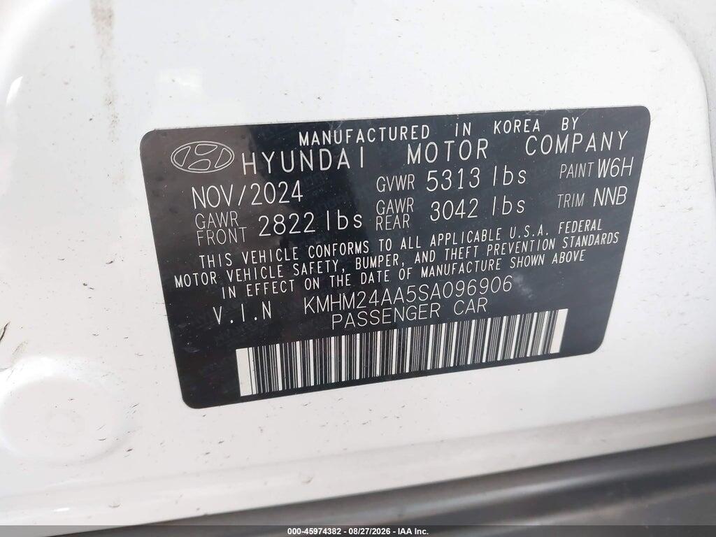 KMHM24AA5SA096906 2025 HYUNDAI IONIQ 6 photo no. 9