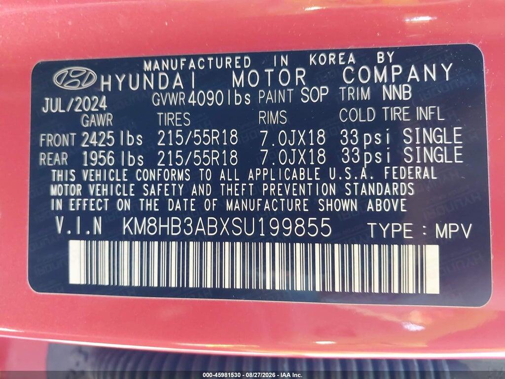 KM8HB3ABXSU199855 2025 HYUNDAI KONA photo no. 9