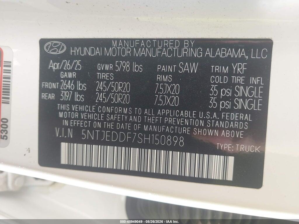 5NTJEDDF7SH150898 2025 HYUNDAI SANTA CRUZ photo no. 9
