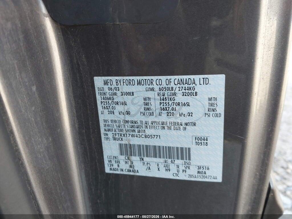2FTRX17W43CB05771 2003 FORD F-150 photo no. 9