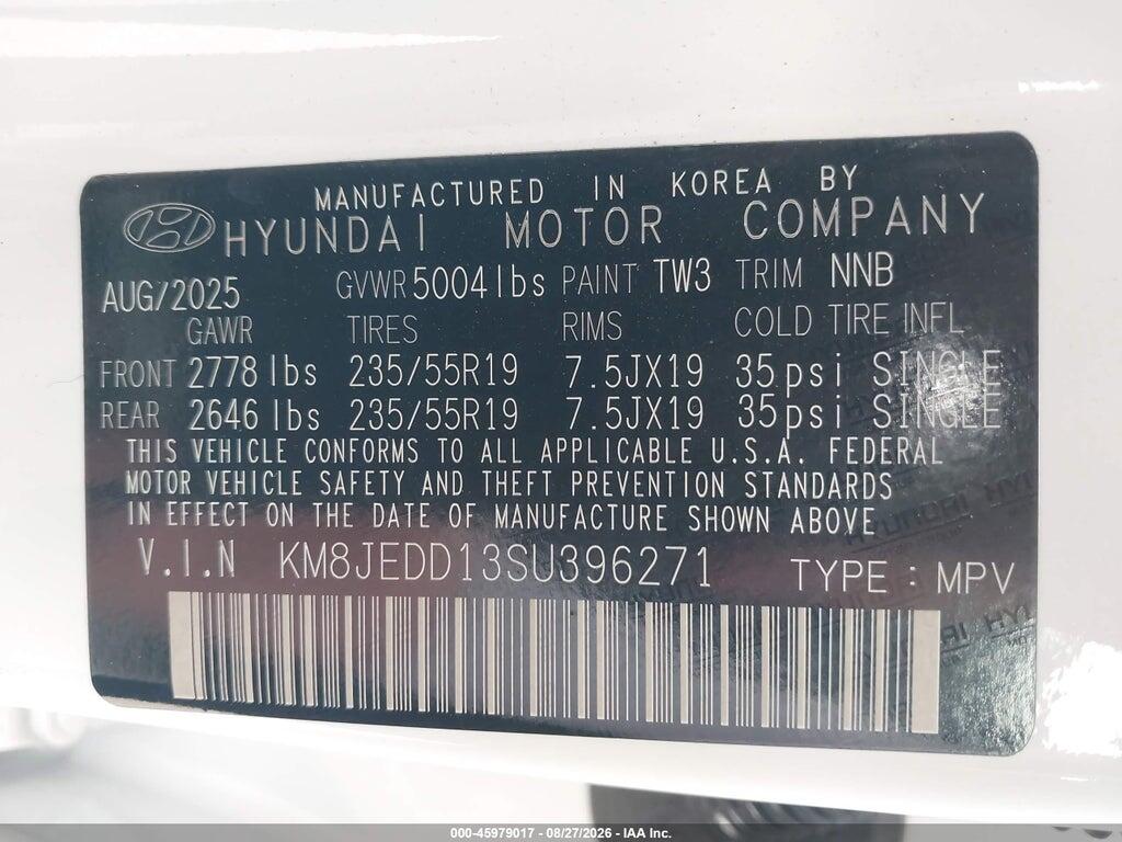 KM8JEDD13SU396271 2025 HYUNDAI TUCSON HYBRID photo no. 9