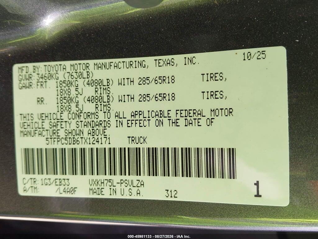 5TFPC5DB6TX124171 2026 TOYOTA TUNDRA HYBRID photo no. 9