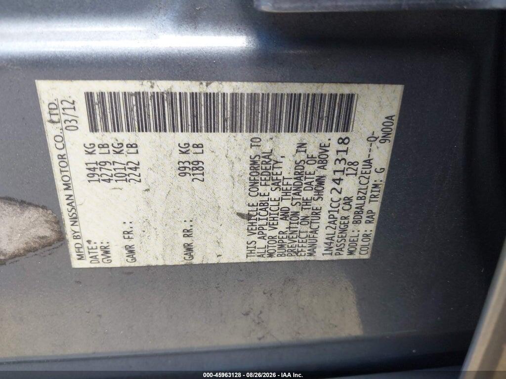 1N4AL2AP1CC241318 2012 NISSAN ALTIMA photo no. 9