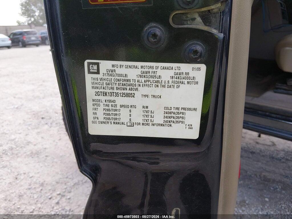2GTEK13T351258052 2005 GMC SIERRA 1500 photo no. 9