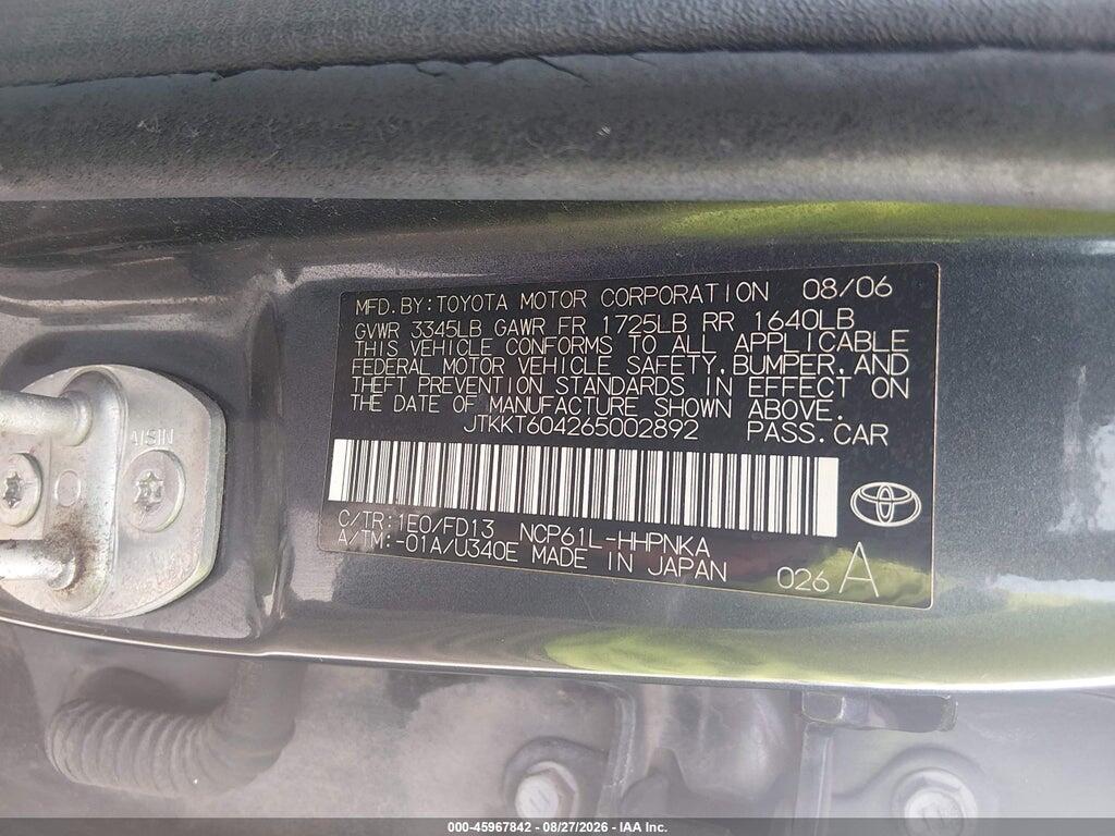 JTKKT604265002892 2006 SCION XA photo no. 9