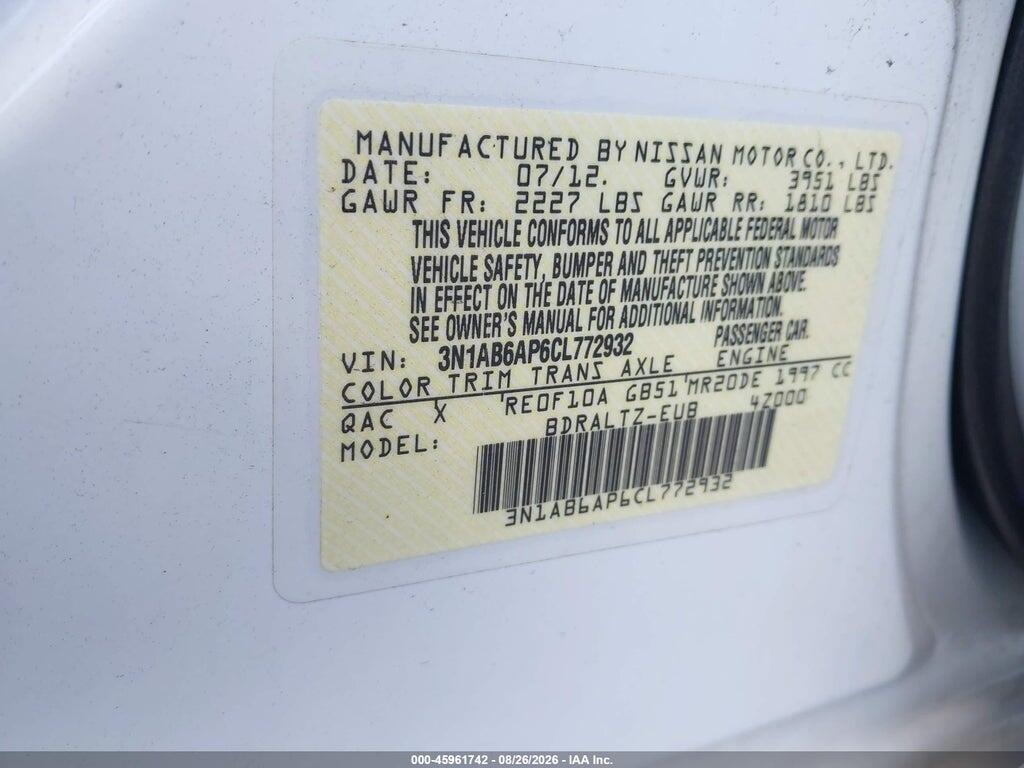 3N1AB6AP6CL772932 2012 NISSAN SENTRA photo no. 9