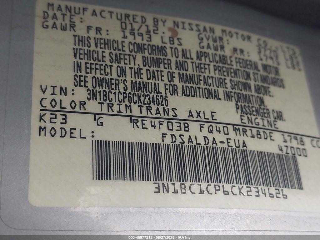 3N1BC1CP6CK234626 2012 NISSAN VERSA photo no. 9