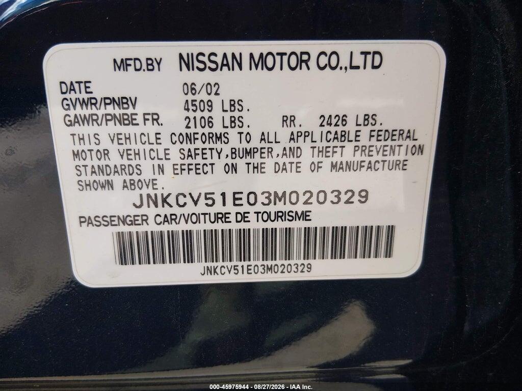JNKCV51E03M020329 2003 INFINITI G35 photo no. 9