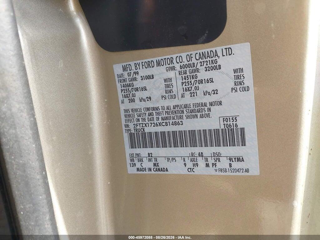 2FTZX1726XCB14863 1999 FORD F-150 photo no. 9