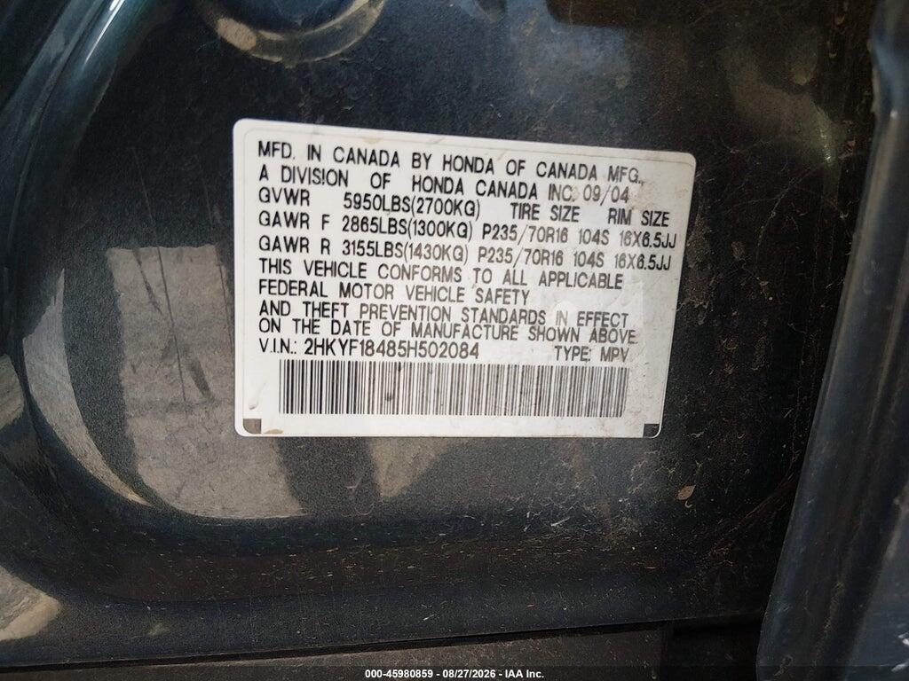 2HKYF18485H502084 2005 HONDA PILOT photo no. 9
