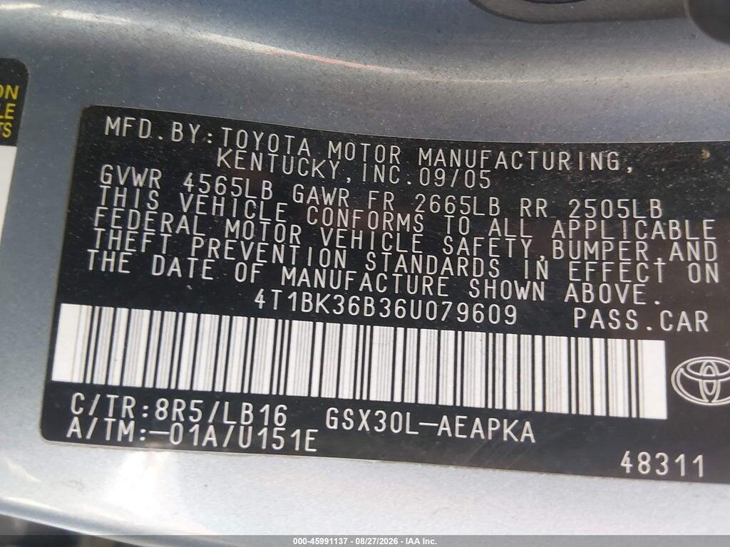 4T1BK36B36U079609 2006 TOYOTA AVALON photo no. 9