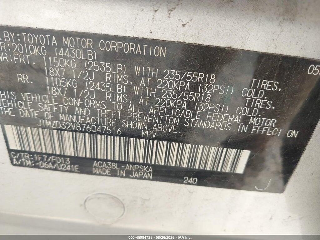 JTMZD32V876047516 2007 TOYOTA RAV4 photo no. 9