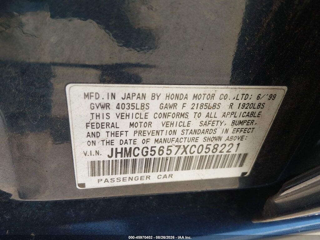 JHMCG5657XC058221 1999 HONDA ACCORD photo no. 9
