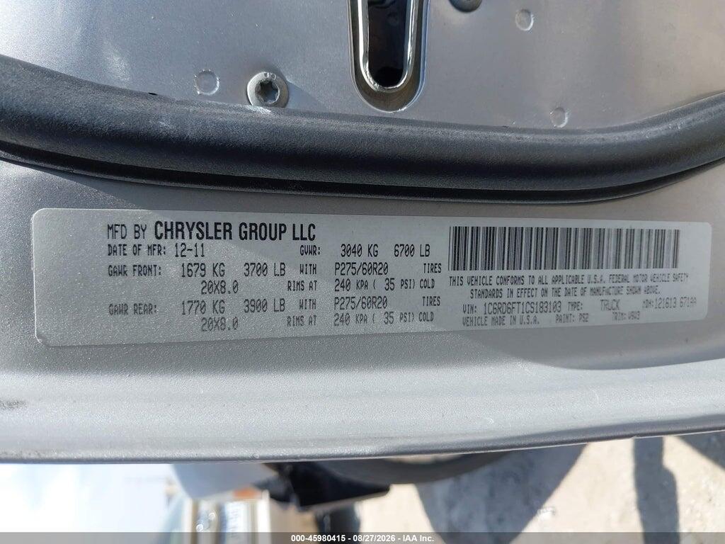 1C6RD6FT1CS183103 2012 RAM 1500 photo no. 9