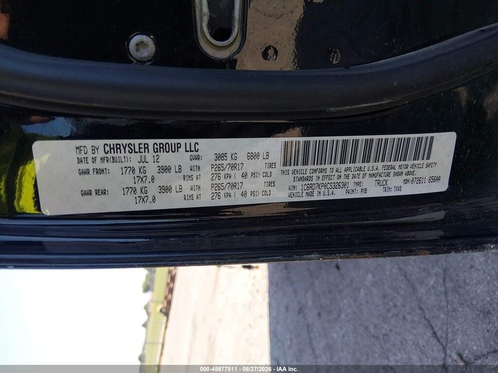 1C6RD7KP0CS326301 2012 RAM 1500 photo no. 9