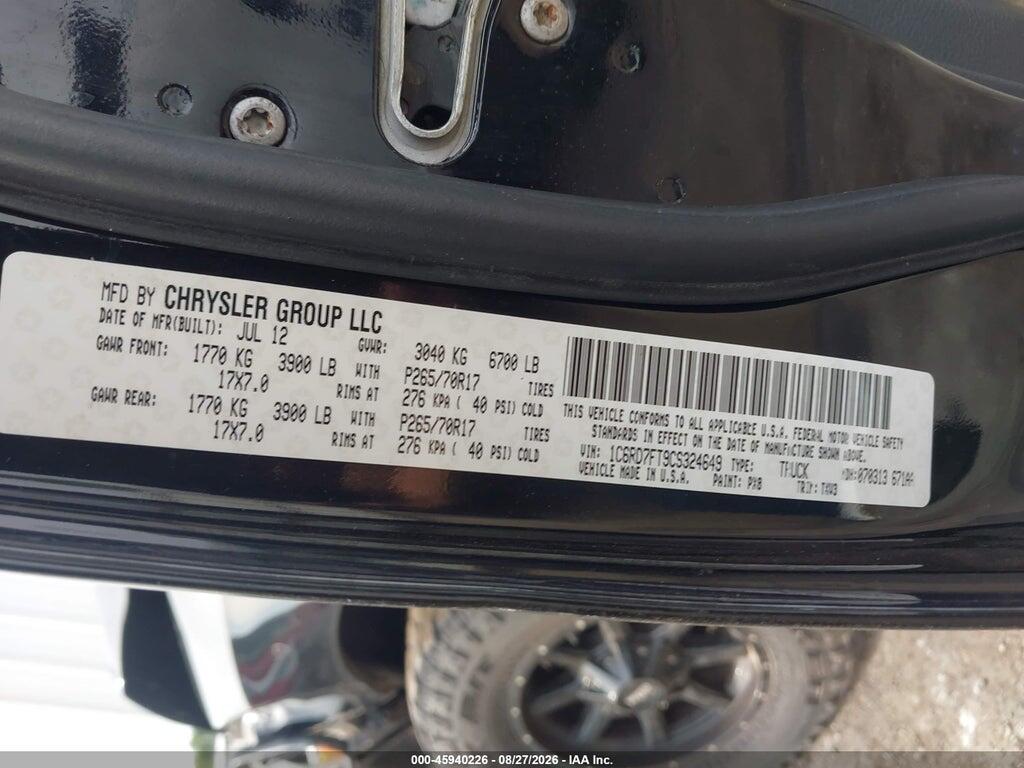 1C6RD7FT9CS324649 2012 RAM 1500 photo no. 9