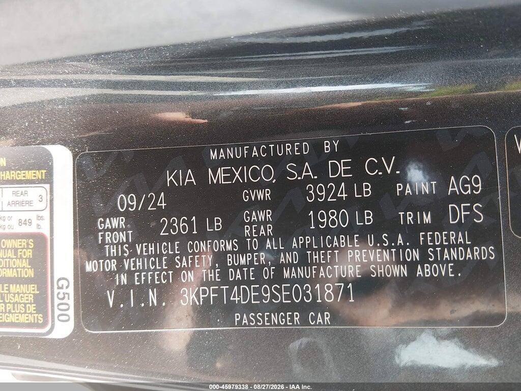 3KPFT4DE9SE031871 2025 KIA K4 photo no. 9