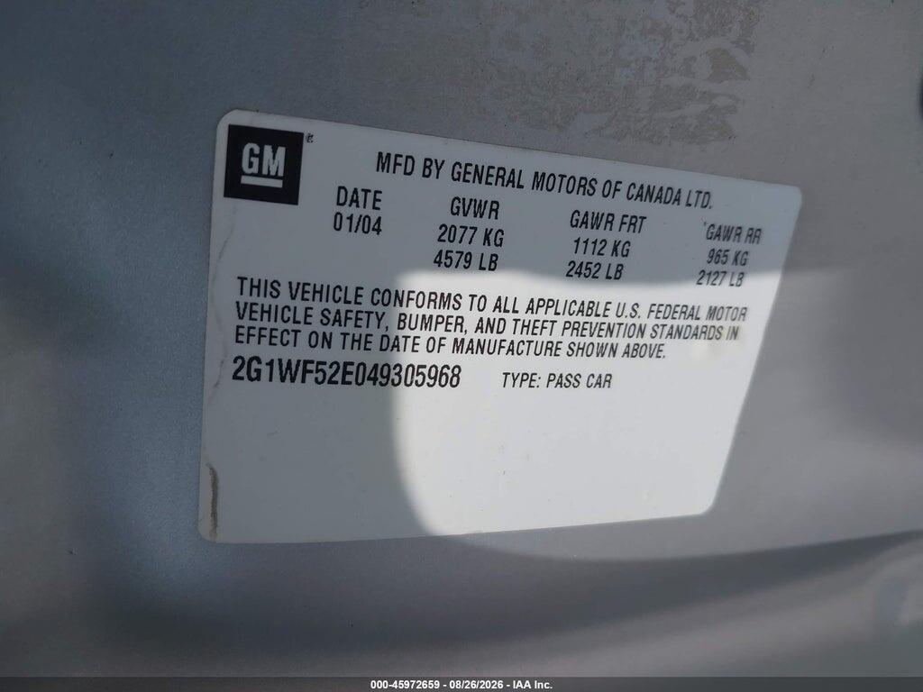2G1WF52E049305968 2004 CHEVROLET IMPALA photo no. 8