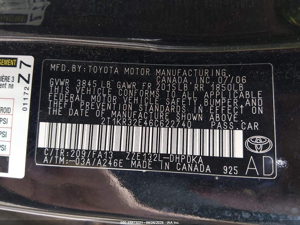 2T1KR32E46C622740 2006 TOYOTA MATRIX photo no. 9