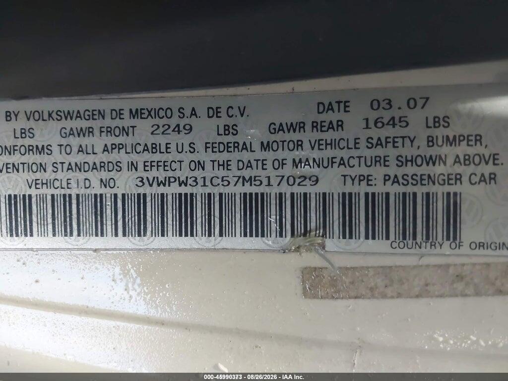 3VWPW31C57M517029 2007 VOLKSWAGEN NEW BEETLE photo no. 9