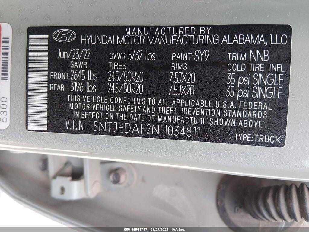 5NTJEDAF2NH034811 2022 HYUNDAI SANTA CRUZ photo no. 9