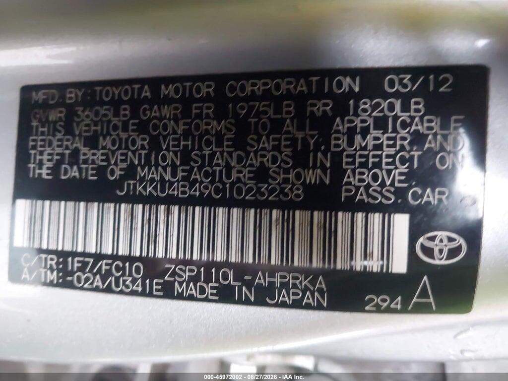 JTKKU4B49C1023238 2012 SCION XD photo no. 9