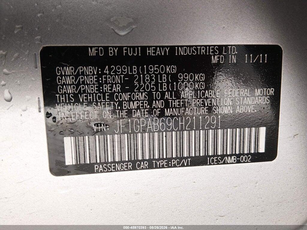 JF1GPAB69CH211291 2012 SUBARU IMPREZA photo no. 9