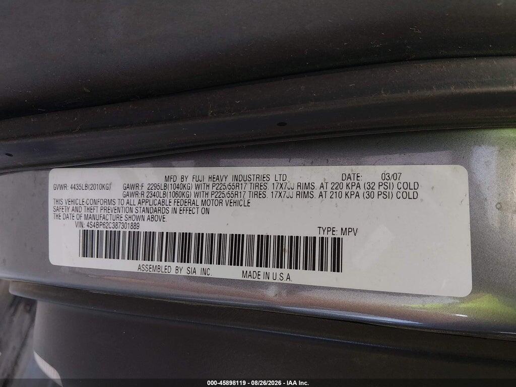 4S4BP62C387301889 2008 SUBARU OUTBACK photo no. 9