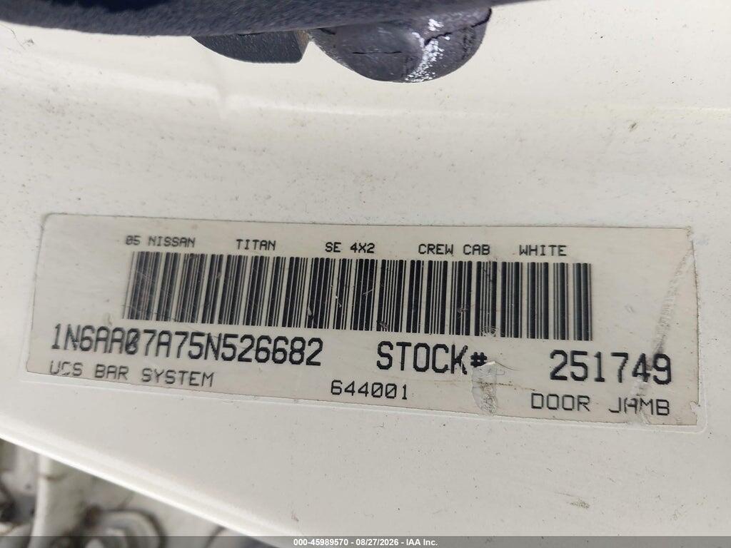 1N6AA07A75N526682 2005 NISSAN TITAN photo no. 9