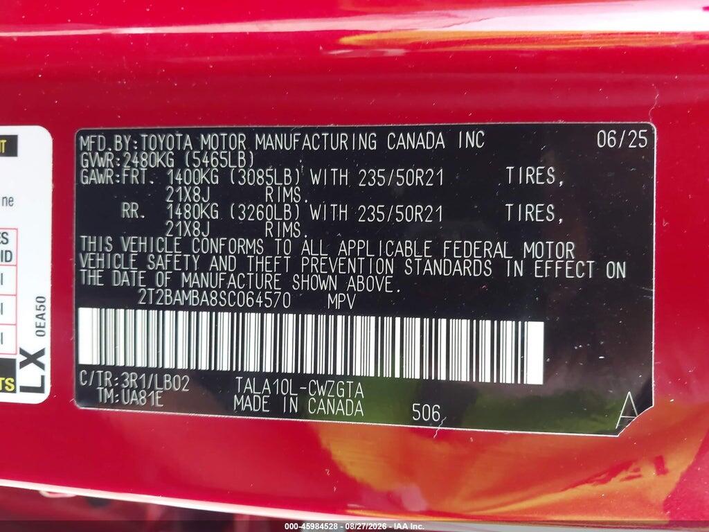 2T2BAMBA8SC064570 2025 LEXUS RX 350 photo no. 9