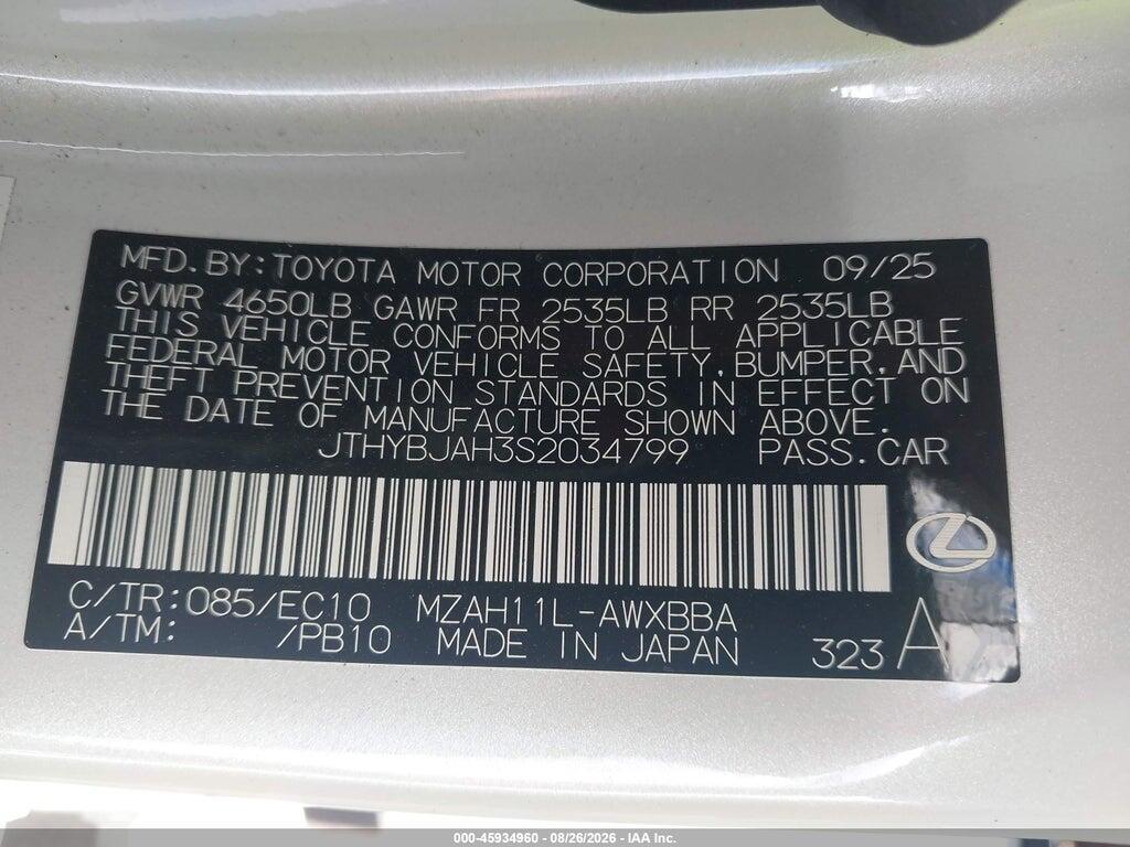 JTHYBJAH3S2034799 2025 LEXUS UX 300H photo no. 9