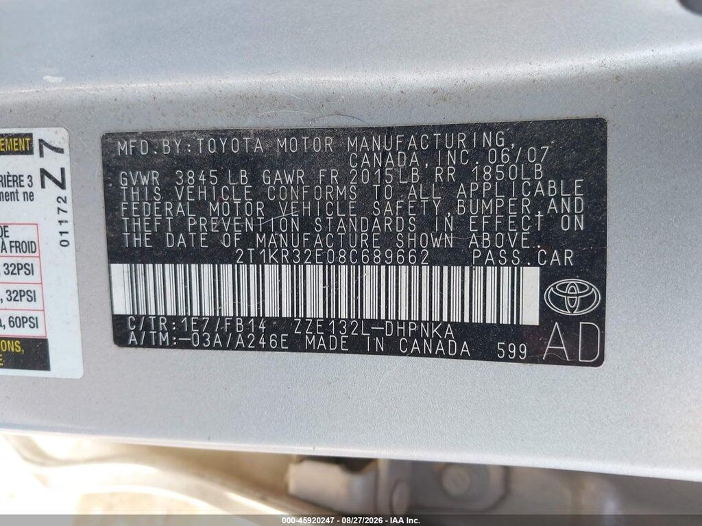 2T1KR32E08C689662 2008 TOYOTA MATRIX photo no. 9