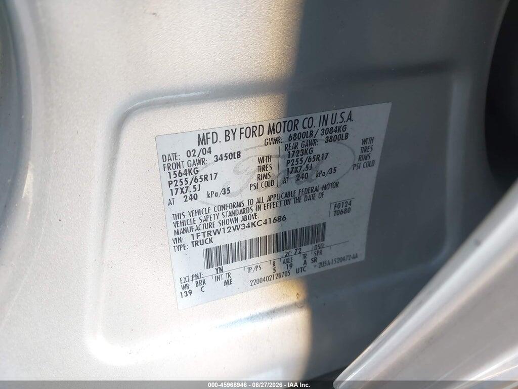 1FTRW12W34KC41686 2004 FORD F-150 photo no. 9