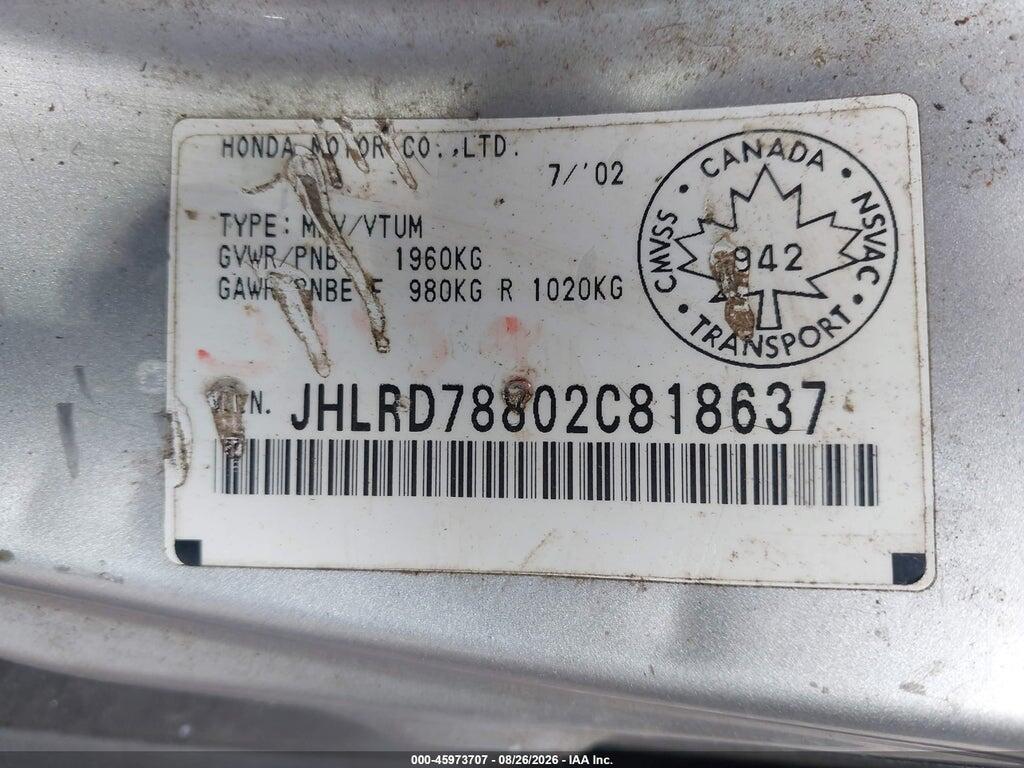 JHLRD78802C818637 2002 HONDA CR-V photo no. 9
