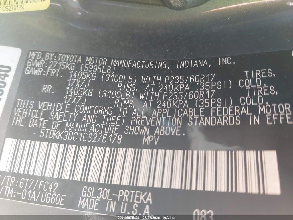 5TDKK3DC1CS276178 2012 TOYOTA SIENNA photo no. 9