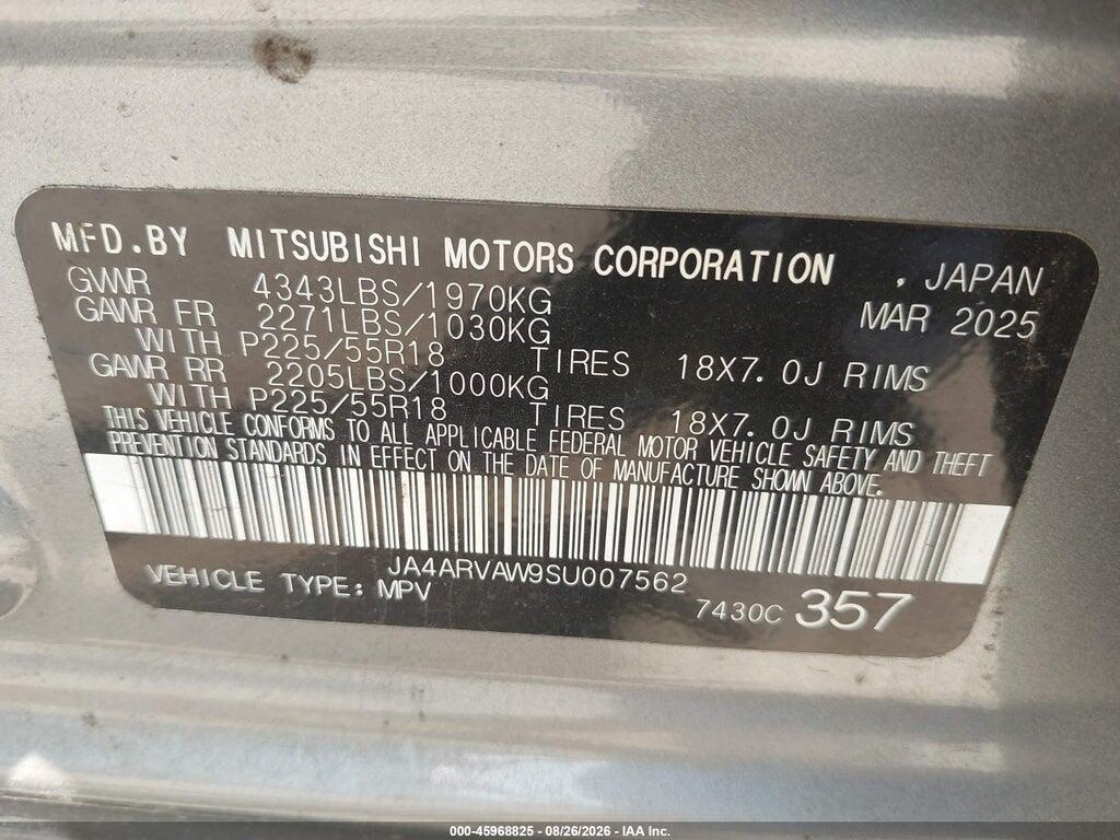 JA4ARVAW9SU007562 2025 MITSUBISHI OUTLANDER SPORT photo no. 9