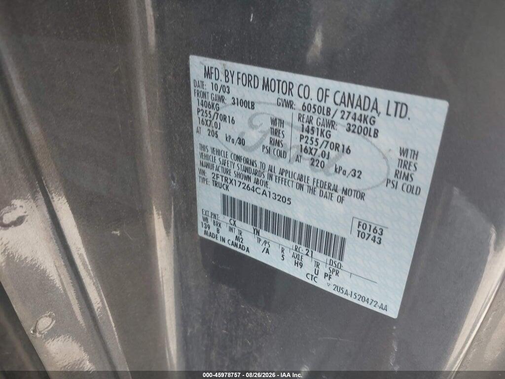 2FTRX17264CA13205 2004 FORD F-150 HERITAGE photo no. 9