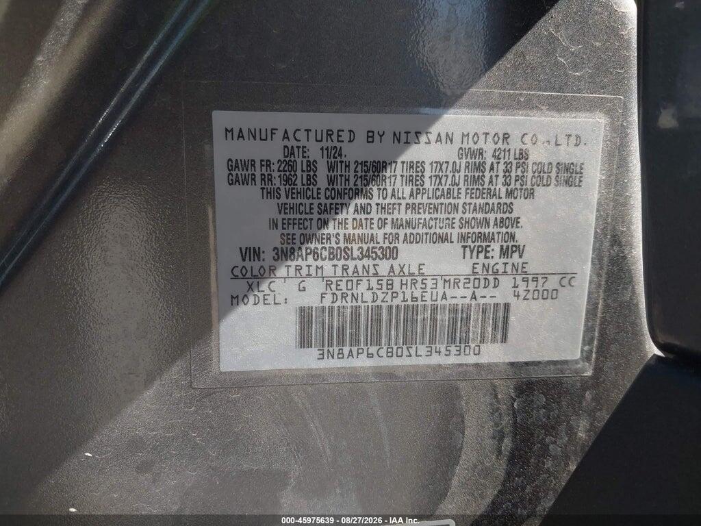 3N8AP6CB0SL345300 2025 NISSAN KICKS photo no. 9