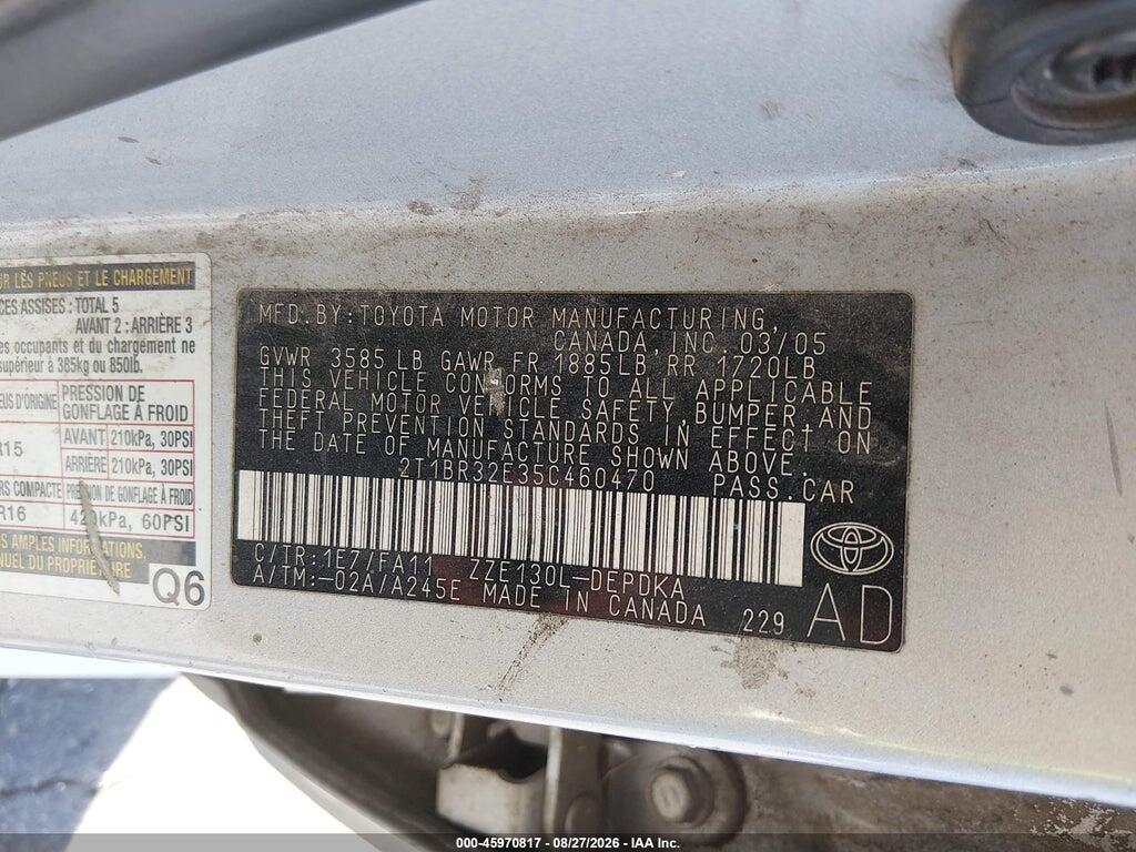2T1BR32E35C460470 2005 TOYOTA COROLLA photo no. 9