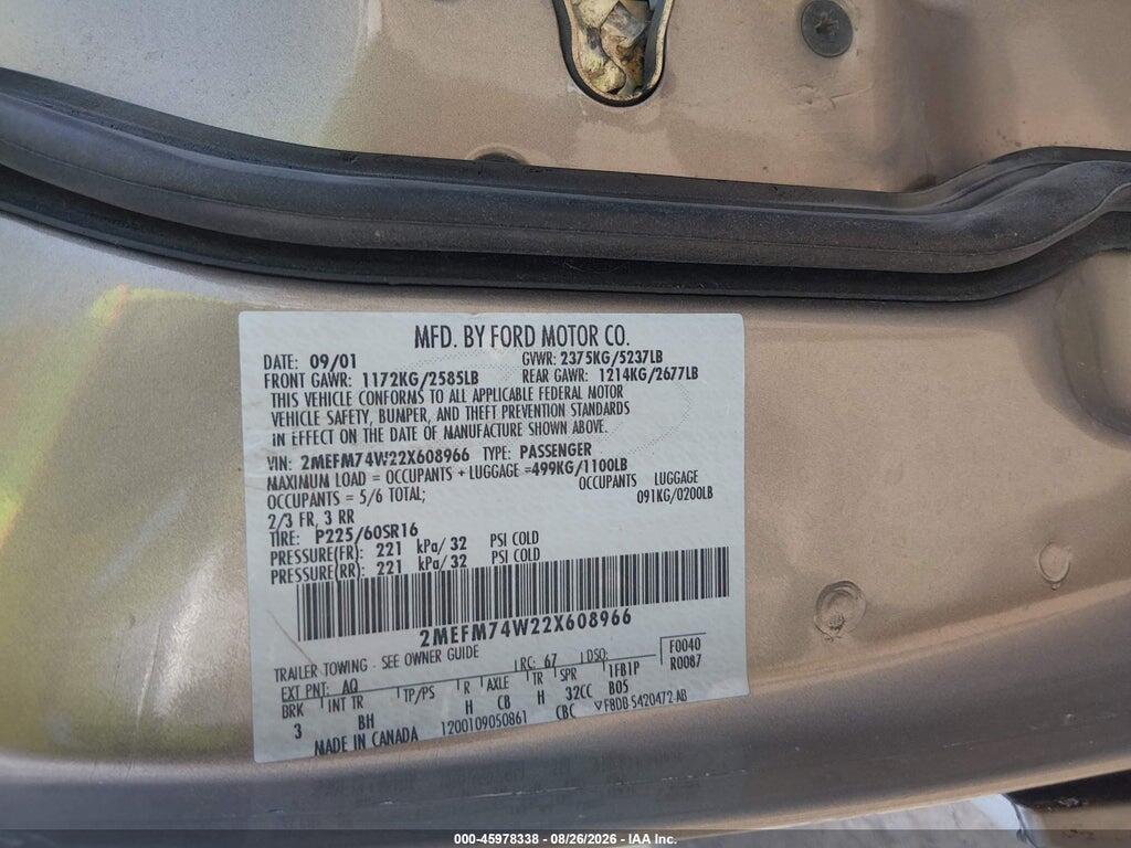 2MEFM74W22X608966 2002 MERCURY GRAND MARQUIS photo no. 9