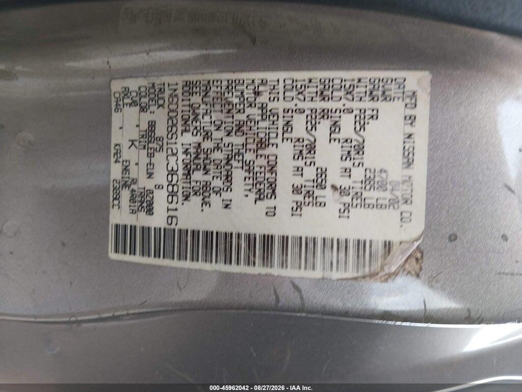 1N6DD26S12C368616 2002 NISSAN FRONTIER photo no. 9