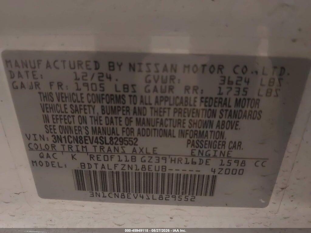 3N1CN8EV4SL829552 2025 NISSAN VERSA photo no. 9