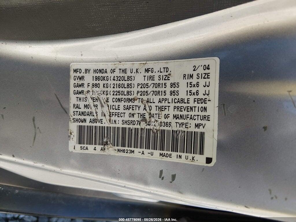 SHSRD78884U230366 2004 HONDA CR-V photo no. 9