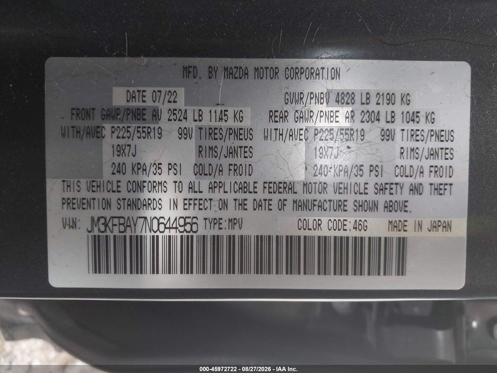 JM3KFBAY7N0644956 2022 MAZDA CX-5 photo no. 9