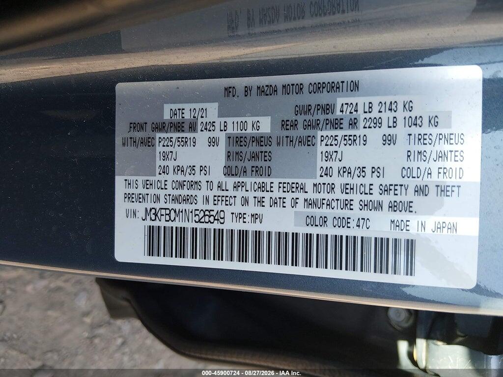 JM3KFBCM1N1526549 2022 MAZDA CX-5 photo no. 9