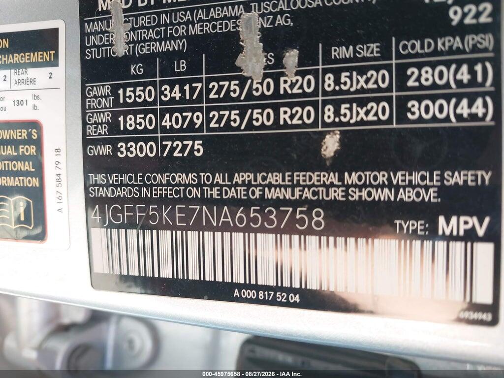 4JGFF5KE7NA653758 2022 MERCEDES-BENZ GLS 450 photo no. 9