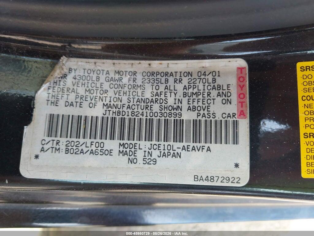 JTHBD182410030899 2001 LEXUS IS 300 photo no. 9
