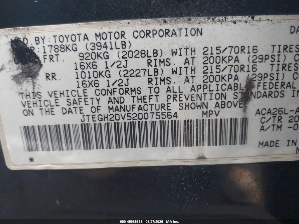 JTEGH20V520075564 2002 TOYOTA RAV4 photo no. 9