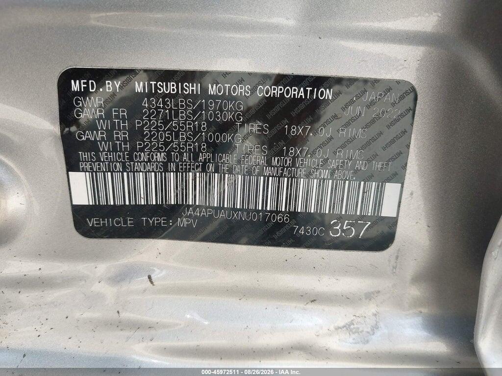 JA4APUAUXNU017066 2022 MITSUBISHI OUTLANDER SPORT photo no. 9